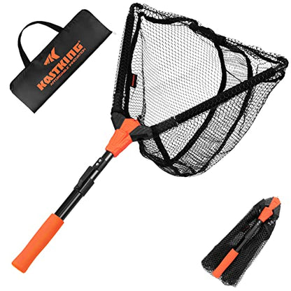 KastKing Pontus Fishing Net, Foldable & Lightweight Landing Net with Built in Length Scale, Strength Aluminum Handle, Fishing Gear and Gift for Men - style: Hoop Size: 18"(extendable)