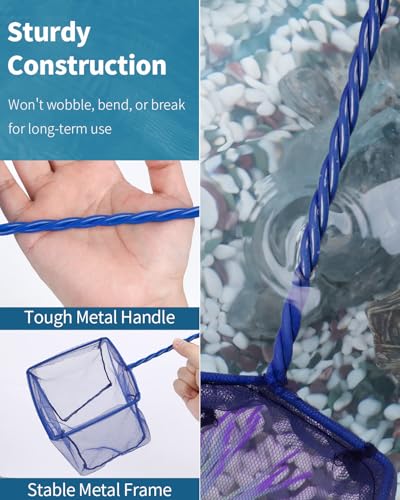 Pawfly 5''/6'' Fish Net for Fish Tank, Aquarium Net with Braided Metal Handle and Nylon Mesh, Small Fish Net Minnow Net for Pond Freshwater and Saltwater - size: 6 Inch