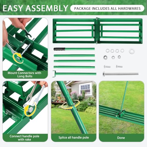 Lawn Leveling Rake, Level Lawn Tool, Heavy-Duty Lawn Leveler with 75inch Steel Extended Handle, Yard Leveling Rake for Creating a Flat Surface,for Soil, Dirt, Topdressing, and Ground (30" x 10")