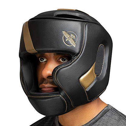 Hayabusa T3 Adjustable MMA Headgear - color: Black/Gold, size: Large