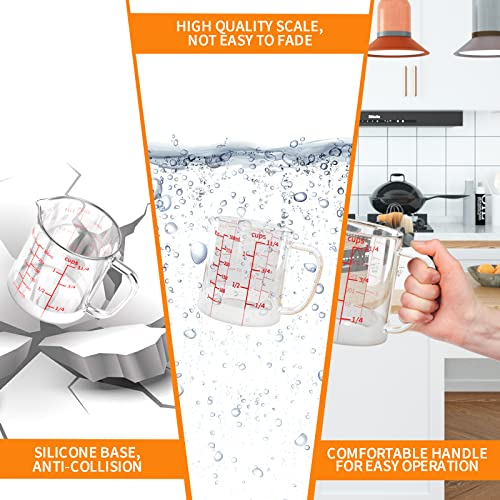 Glass Measuring Cup, 1 1/4-Cup/300 ML Liquid Measuring Cups, Measuring Cup With Handle and V-Shaped Spout, Glass Beaker with Three Scales (OZ, Cup, ML), Dishwasher/Freezer/Microwave Safe - size: 1 1/4 Cup / 300 mL