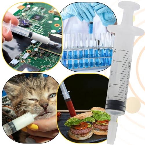 5ml Small Syringes Without Needle, 12 Pack Plastic Syringe with Cap for Pet Feeding, Scientific Labs, Glue, Oil & Precise Liquid Measurement - size: 5ml
