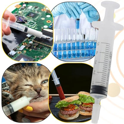 5ml Small Syringes Without Needle, 12 Pack Plastic Syringe with Cap for Pet Feeding, Scientific Labs, Glue, Oil & Precise Liquid Measurement - size: 5ml