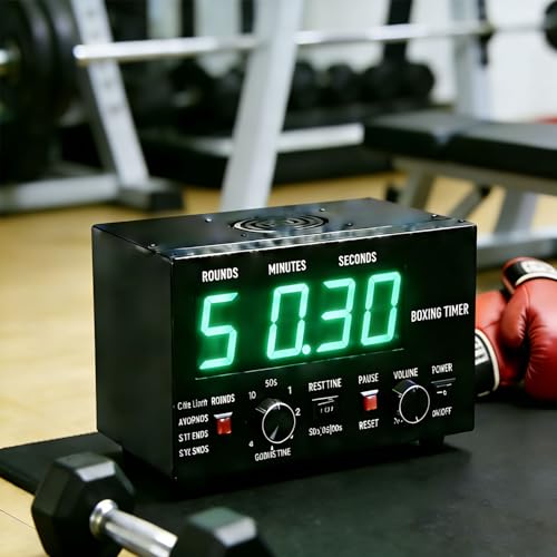 Interval Timer with LED Display,Adjustable Sound Buzzer,Customizable Training Time & Repetitions,Classic Gym Timer for Muay Thai MMA Kickboxing Workouts (Green) Green - color: Green