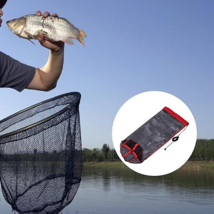 Fishing Mesh Net, Nylon Foldable Fish Collection Bag with Drawstring for Small Fish Crab Crayfish - size: 40x50CM