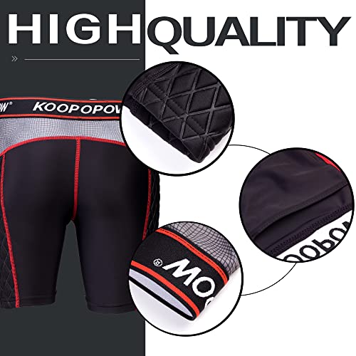 KOOPOW Men Adult Compression Padded Sliding Shorts Pants Baseball Slider - color: Black Red, size: Medium