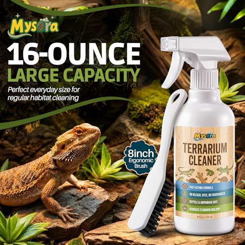 Bearded Dragon Tank Cleaner Kit with Brush, 16oz Reptile and Amphibian Habitat Cleaning Kit for Turtle, Gecko, Lizard Terrarium, Quickly Removes Waste and Messes