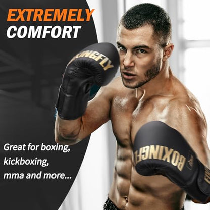 Boxing Gloves for Men Women Adults - color: Gold, size: 10oz