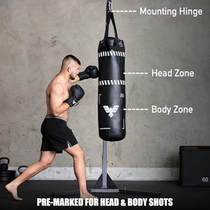 Elite Sports 4ft Boxing Bag, Punching Bag Set with 12oz Gloves, Hand Wraps, Jump Rope, Reflex Ball & Phone Holder - for Boxing, MMA, Kickboxing, Martial Arts, Home Gym (Unfilled)