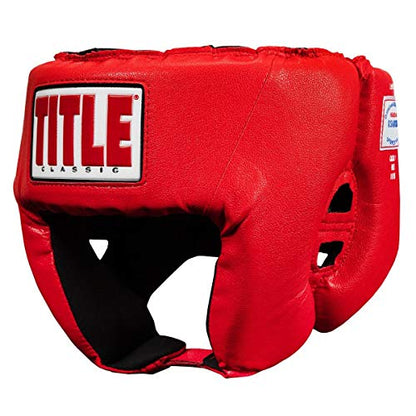 TITLE Boxing Classic USA Boxing Competition Open Face Headgear - Approved for Sparring & Competition; Protects Face & Chin - color: Red, size: Medium