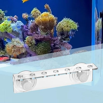 Aquarium Coral Holder Acrylic Rack Double Suction Cups Enhanced Suction Cups Transparent Bracket Suitable for Fishing Tanks Aquariums, 7 Holes
