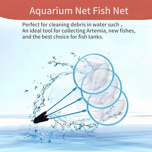 20pcs Aquarium Fish Net Cleaner Net Fish Tank Filter Nets, Brine Shrimp Sieve Fish Net High Density Mesh,Blue