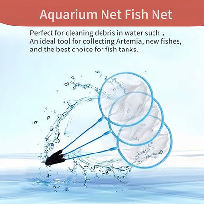 20pcs Aquarium Fish Net Cleaner Net Fish Tank Filter Nets, Brine Shrimp Sieve Fish Net High Density Mesh,Blue
