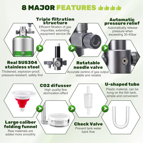Upgraded 2L/5L Aquarium CO2 Generator System with Timer-Enabled Motor Valve, Upgrade CO2 System Kit with Quick-Release Structure for Aquarium Plants Tanks (5L) - size: 5L