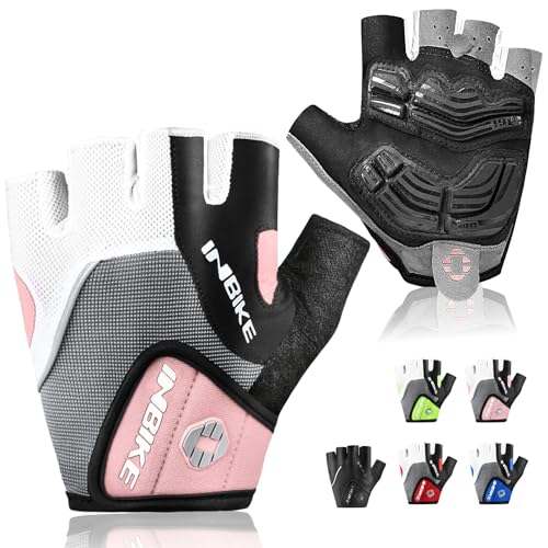 INBIKE 5mm Padded Half Finger Bike Bicycle Cycling Gloves - color: Pink, size: XX-Large