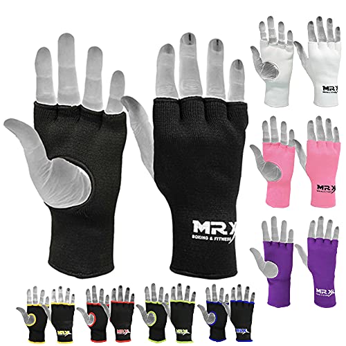 Muay Thai Boxing Inner Gloves Protective Hand Wrap MMA Fist (Black, X-Large) - color: Black, size: X-Large