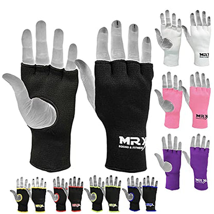 Muay Thai Boxing Inner Gloves Protective Hand Wrap MMA Fist (Black, X-Large) - color: Black, size: X-Large