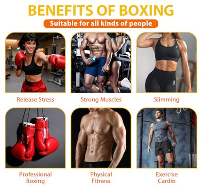 INNOLIFE Boxing Bar with Stand, Adjustable Height Freestanding Punching Bag for Adults, Boxing Training Equipment with Speed Bag for Home Gym, Stress Relief & Fitness, Black & Red