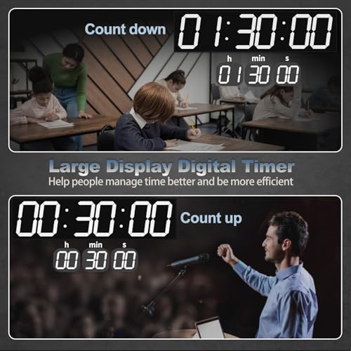 CHKOSDA 28.4'Large Digital Wall Clock,Automic Digital Clock with Alarm,Clendar and Termperature,Auto Time Sync with Easy Operation, Big Timer with Countdown and Countup (White) - color: White
