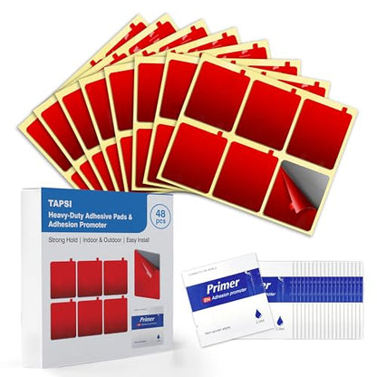 Heavy Duty Double-Sided Adhesive Pads – 48 Pre-Cut Foam Mounting Squares & Sticky Pads with Adhesion Promoter, Weatherproof Mounting Tape for Solar Lights, Outdoor Decor, Automotive Trim & Home Use