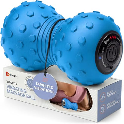 LifePro Velocity Vibrating Peanut Massage Ball with 4-Speed Vibration Modes - color: Blue