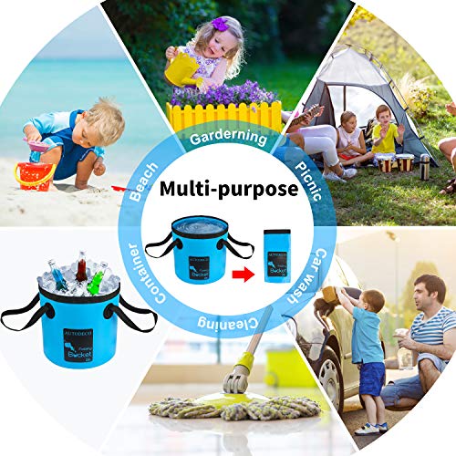 2 Pack Collapsible Bucket 5 Gallon Container Folding Water Bucket Portable Wash Basin for Outdoor Travelling Camping Fishing Gardening Car Washing 20L - color: Blue