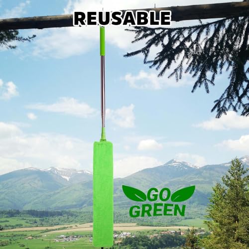 Retractable Gap Dust Cleaner Under Appliance Cleaning Tool, Bafezoze Flat Duster for Under Refrigerator Fridge Stove Couch Bed, Skinny Thin Duster for Tight Spaces - size: Gap Duster Green 2PCs