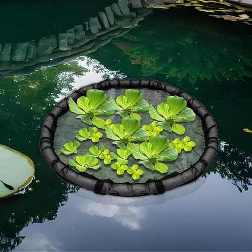 Floating Flora Fish Barrier, 17.7inch Round Floating Pond Corral Island with Lifting Ring, Netting Fine Mesh Water Features Decor for Plant Protector Garden Fish Pond Decoration Home