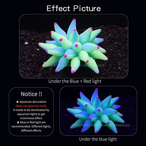 Soft Silica Gel Moves Naturally with Water Flow, Aquarium Decorations Glow in The Dark, Glowing Coral Ornaments for Fish Tank Decorations (Green, Winter Beauty)