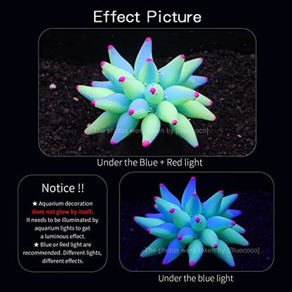 Soft Silica Gel Moves Naturally with Water Flow, Aquarium Decorations Glow in The Dark, Glowing Coral Ornaments for Fish Tank Decorations (Green, Winter Beauty)