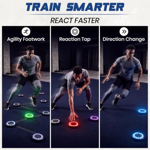 Reflexx RLT 2.1 Reaction Training Lights with TriPod's – Improve Reaction Time, Coordination & Focus – Adjustable Speed, Brightness & Sound Control – for Fitness, Rehab, Seniors & Athletes