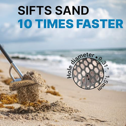 Sand Scoops for Beach Metal Detecting Stainless Steel Beach Metal Detecting Shovel Underwater Treasure Hunting, Metal Detector Accessories(Bag + Scoop + Carbon Fiber Handle), (Diving + Handle) - size: Diving + Handle
