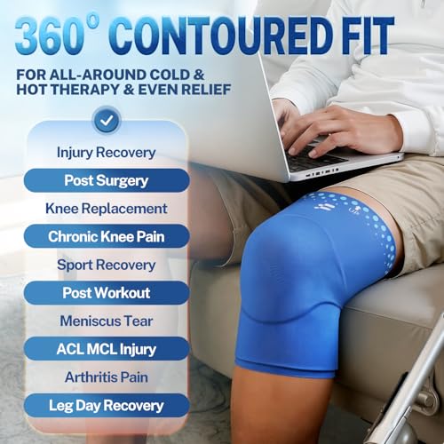Knee Ice Pack Wrap, Long-Lasting Cold Compression for Knee Recovery - size: S