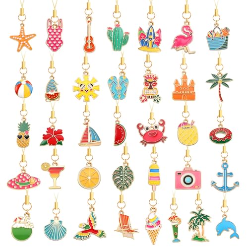 AUGSUN 36 Pieces Summer Beach Ornaments for Small Tree Xmas in July Luau Hawaiian Hanging Mini Tree Decorations Party Home Indoor Outdoor Decorations - style: Beach Style