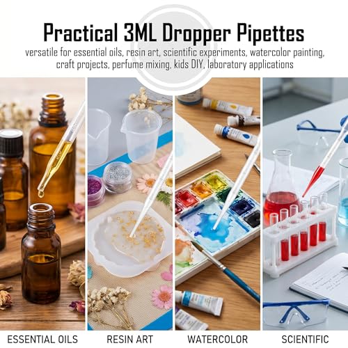 20PCS 3ml Dropper Pipettes - Disposable Pipettes Dropper for Accurate Liquid Transfer, Perfect for Essential Oils, Resin, Crafts, Labs, Kids Activities - Plastic Pipette, Droppers