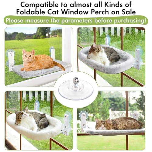AMOSIJOY 4 Pack Cat Window Perch Suction Cup, Strong Adhesive Replacement Suction Cup with Screws for Foldable & Cordless Cat Window Hammock Seat