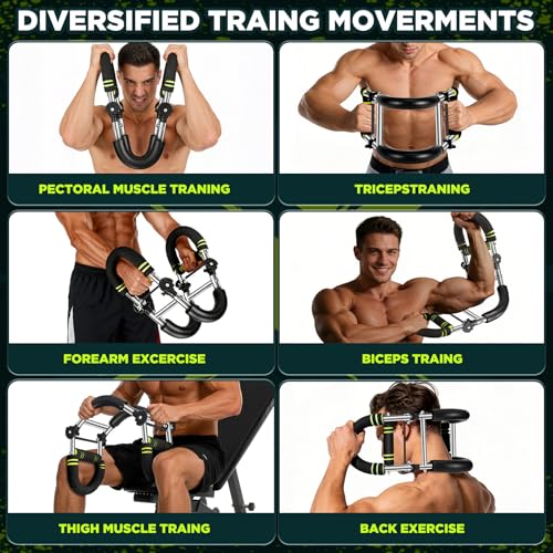 Twister Arm Trainer with Grip Strength Trainer, 20-270lbs 9-Level Adjustable Chest Workout Equipment, Arm Trainer for Men Women, Home Gym Strength Trainer, Chest and Arm Exerciser - color: Green
