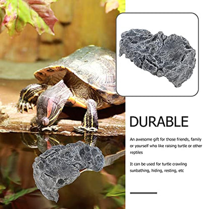 balacoo Turtle Basking Platform Lifelike Resin Simulation Stone for Reptile Terrarium Multi-Functional Hiding Cave and Rest Stand for Aquariums and Home Decor