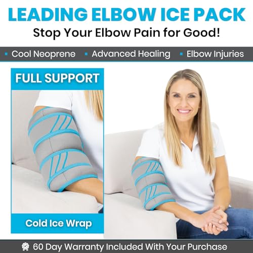 Vive Elbow Ice Pack Wrap - Ultra Cold Gel Ice Pack for Injuries Reusable | Elbow Support Compression for Cold/Hot Therapy - Adjustable for Men/Women, Sports Recovery, Arthritis, Tendonitis Pain Relief - style: Ice Pack
