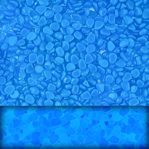 400pcs Glow in the Dark Rocks for Outdoor Garden & Aquarium – Blue Luminous Stones for Landscaping, Pathway, Patio, Driveway, Walkway, Fish Tank, Plant Pots - color: Blue