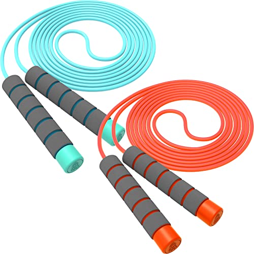 Jump Rope For Kids,Jump Rope Kids,Adjustable Soft Skipping Rope,Toddler Jump Rope With Skin-Friendly Foam Handles For Kids, Boys,Girls,Women, Men,Exercise Activity,Outdoor Fitness - color: Blue+Orange
