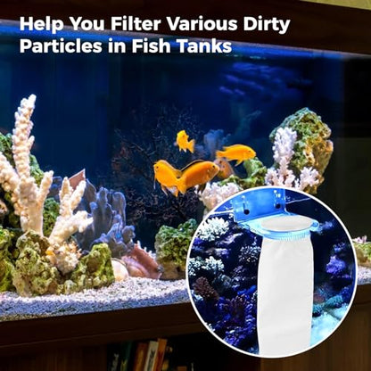 16 Pack 4 Inch Ring Filter Socks 200 Micron, Aquarium Felt Filter Bags 4 Inch Ring 15 Inch Long, Sump Aquarium Mesh Filter Sock for Saltwater Freshwater, Fine Micro Fish Tank Filter Socks