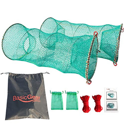 Crab Spring Trap 2 pcs - Bait Trap for Lobster, Crawfish, Shrimp, Portable Folding Collapsible Fishing Traps Nets Fishing Accessories - style: 2pcs X Spring Trap - Large