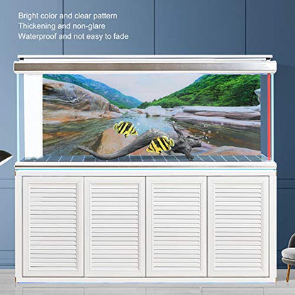 PVC Mountain Interval Rivers Fish Tanks Wallpaper, Aquarium Background Poster, Non - Glare Decor with Adhesive Backing for Freshwater Saltwater Tanks, 122x50cm