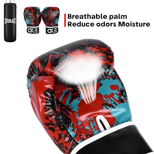 CKE Boxing Gloves for Kids Ages 5-12, Beginner Punch Bag Training Gloves - color: Red/Black