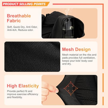 GUOZI Youth Football Padded Shirt with Chest Rib Shoulder Protectors | 5-Pad Impact Protection Compression Undershirt Vest With Heart Sternum For Football Baseball Lacrosse Paintball - size: Large, style: Black