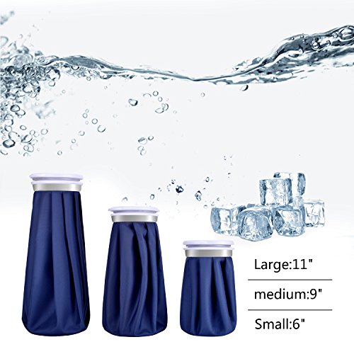 elitehood Reusable Ice Bags for Injuries, Refillable Ice Pack Hot Water Bag | Hot & Cold Therapy and Pain Relief with Elastic Breathable Support Wrap, 3 Sizes (6"/9"/11"), (for Hot Therapy is 50-60℃)