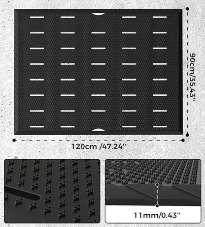 47"x35" Outdoor Rubber Floor Mats, Non-Slip Commercial Restaurant Mat, Heavy Duty Kitchen Drainage Mats for Outside, Industral, Pool, Entrance, Bar, Wet Area,Oil Proof