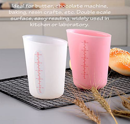 1 Pack Soft Silicone Measuring Cups with Marked 250ml, Flexible Extruded and Poured Double Scale Baking Cups - for Cooking, Resin Mixing, Coffee,Butter, Chocolate, or DIY Projects (Pink)