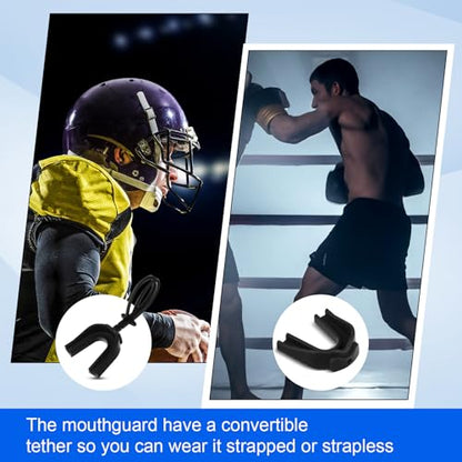 Dunzy 10 Pcs Strapped Mouth Guard Football Sports Mouthguard with Removable Strap Adult Youth Kids Football Mouthpiece Mouth Protector for Boxing Wrestling Basketball Lacrosse Hockey Taekwondo